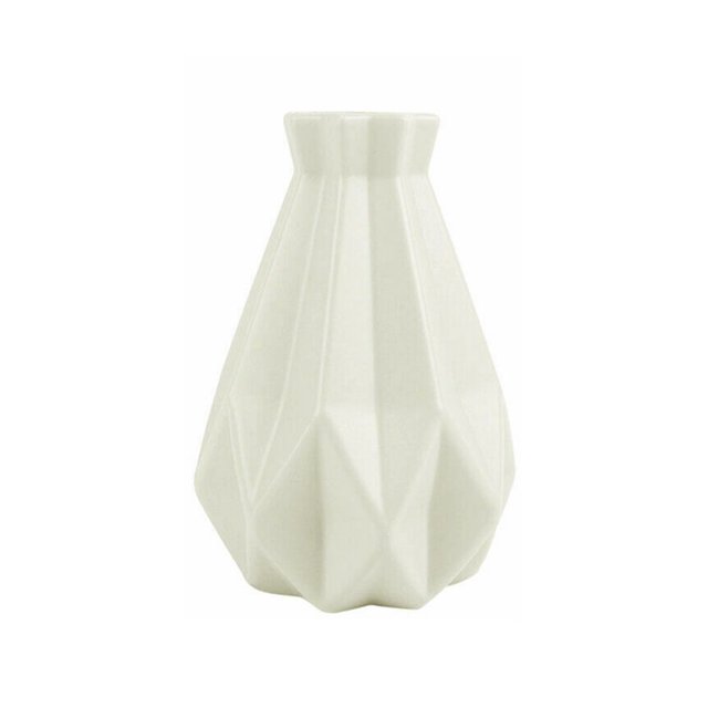 Inteprter Florero de decoración para el hogar, jarrón de plástico blanco, maceta de cerámica de imitación, cesta de flores, jarrones de decoración Decoración del hogar 3505 blanco leche Inteprter HA001856-04
