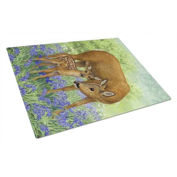 Caroline's Treasures ASA2151LCB Deer & Fawn Glass Cutting Board Large, 12H x 16W, multicolor