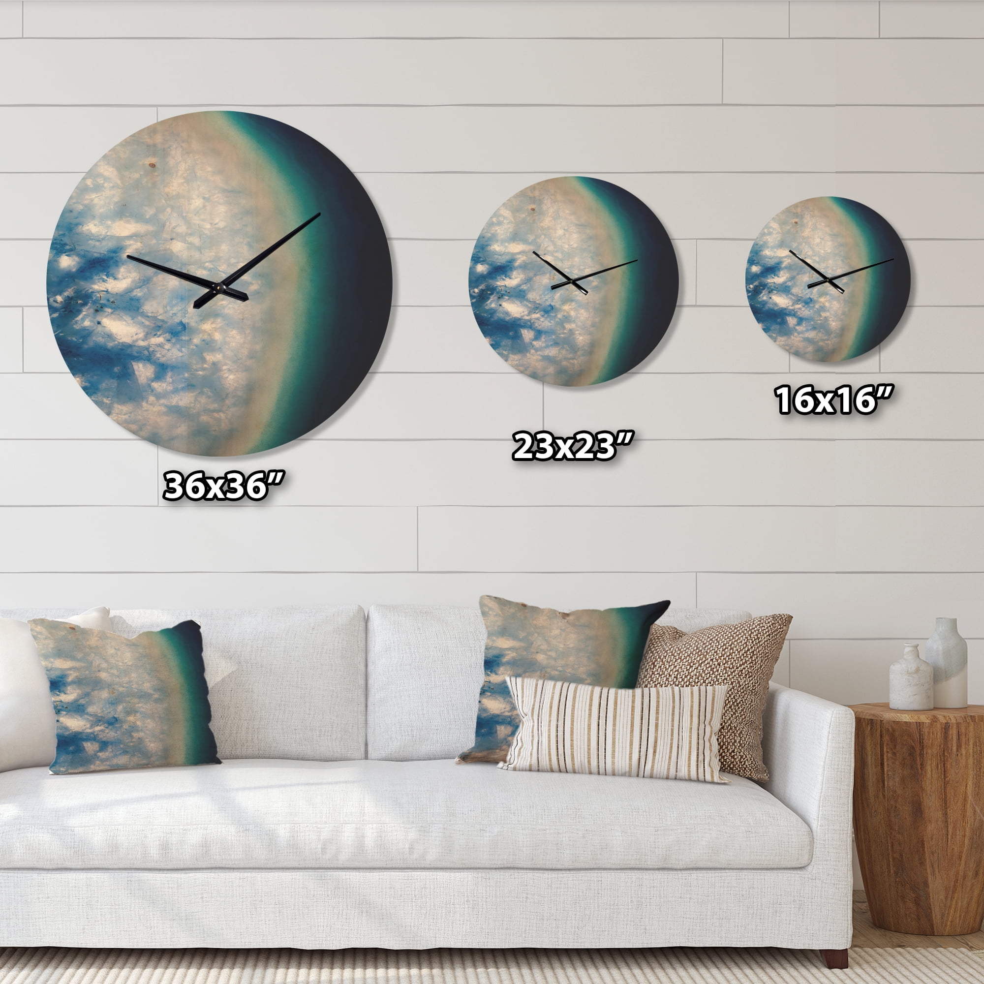 Designart 'Agate beautiful colorful texture slices' Modern Wood Wall Clock