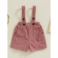 thumbnail image 4 of Michellecmm  Boy Girl Suspender Shorts Solid Color Corduroy Shorts Overalls, 4 of 9
