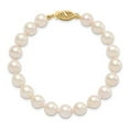 thumbnail image 3 of Primal Gold 14 Karat Yellow Gold 7-8mm Round White Saltwater Akoya Cultured Pearl Bracelet, 3 of 4