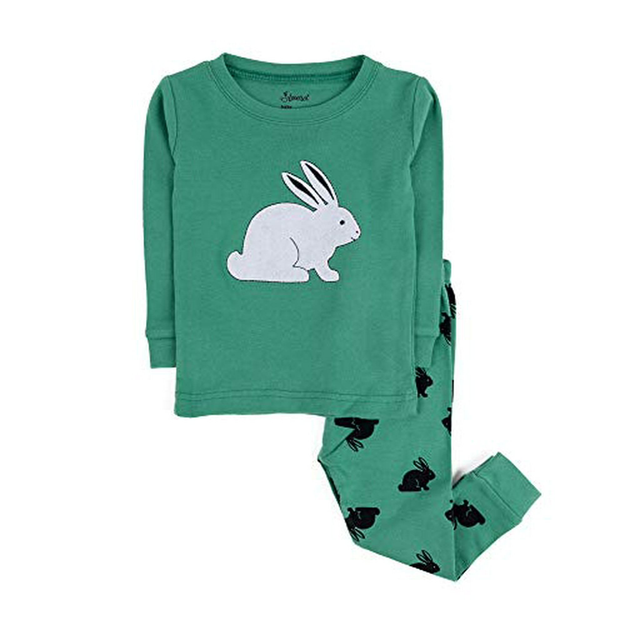 Kids Pajamas Bunny Rabbit Boys Girls 2 Piece Pajama Set 100 Cotton Green Size 5 Toddler Walmart