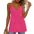 thumbnail image 4 of Camisole Tops For Women Casual Pink V Neck Solid Color Tank Sleeveless Tank Summer Tops For Women, 4 of 6