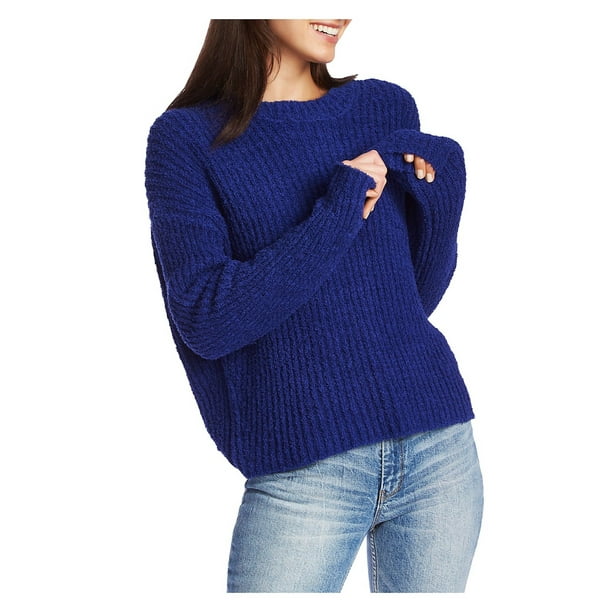 1.State Womens Textured Cozy Mock Sweater Blue L - Walmart.com
