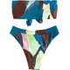thumbnail image 2 of Traje de baño gráfico para mujer con lazo frontal y cintura alta Azul marino Colorblock G Azul marino Colorblock G Xishao ropa, 2 of 2