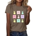 thumbnail image 2 of lcziwo Back to School Sales Womens Happy Easter Shirts Funny Bunny Rabbit Graphic Tee Tops 2025 Fashion Print Short Sleeve T-Shirts Holiday Outfits Brown XL, 2 of 5