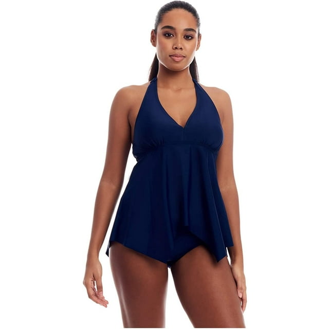 COVER GIRL Womens Swimwear Straight and Curvy Tankini Swimsuit Tops (Bottom Sold Separate) - Handkerchief