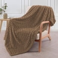 thumbnail image 6 of Flannel Blanket, Brown, 100x70cm, Soft Polyester Fleece for Sofa, Bed, Napping, and Outdoor Use, Lightweight and Warm Throw (1 Pc), 6 of 9
