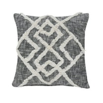 LR Home Ox Bay Hand-Woven Black/Cream Geometric All-Natural Cotton  Pillow Cover