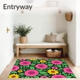 thumbnail image 3 of ODIKA 5'x7' Machine Washable Non-Slip Area Rug, Blooming Garden Flowers Yarn Crafting Kit with Printed Foundation High Traffic Rug with Pad, Black, 744122, 3 of 8