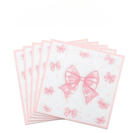 Pink Bow Paper Napkins Disposable Restaurant Party Use 60 Sheets