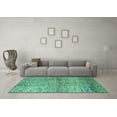 thumbnail image 3 of Ahgly Company Machine Washable Indoor Round Abstract Turquoise Blue Modern Area Rugs, 3' Round, 3 of 4