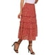 thumbnail image 4 of Falda Floral de Chiffon A-line Larga con Volantes para Mujeres Chic Boho de Verano Midi M Flor Roja, 4 of 6