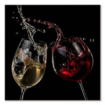 Elephant Stock Red And White Wine Splash Wall Art - Square Canvas Wall Art - Dining Room Wall Decor - Food And Drink Canvas - Black And Gold Decor - 30" x 30"