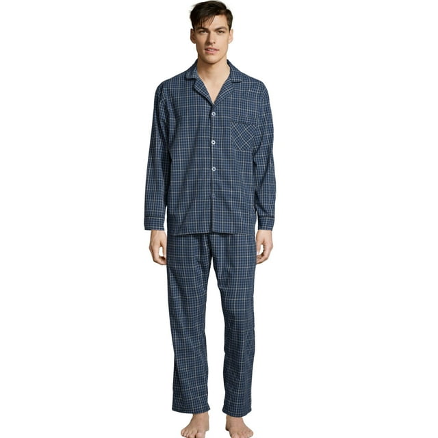 Hanes Pyjama Tissé pour Hommes, m, Carreaux Bleu Marine 1