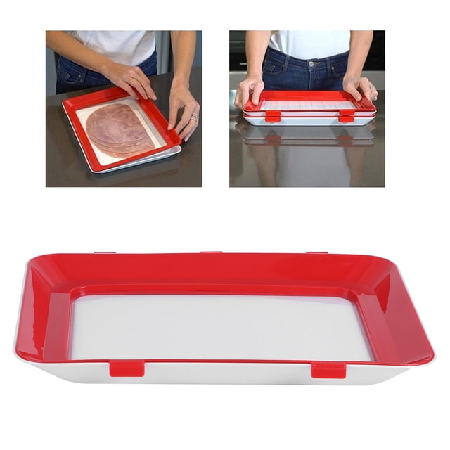 Spptty Reusable Food Preservation Tray Vacuum Seal Stackable Food Storage Container Kitchen Tools,Vacuum Preservation Tray