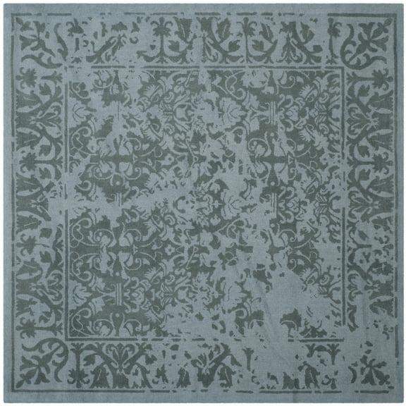 SAFAVIEH Restoration Vintage Kennard Border Wool Area Rug, Blue, 6' x 6' Square