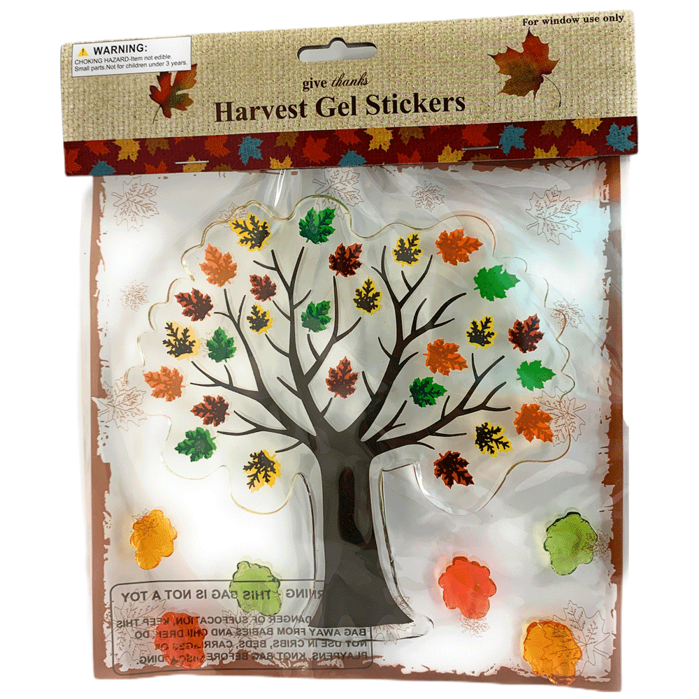 Boston Novelties Gel Window Clings Thanksgiving Fall Autumn Set Classic