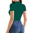 thumbnail image 3 of CAILDANL Mock Neck Tops for Women Basic Short Sleeve Tight Summer Sexy Dressy Casual Summer T-Shirts, 3 of 7