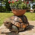 thumbnail image 2 of 18.11" Large Turtle Garden Statue-Realistic Resin Tortoise Sculpture for Outdoor Patio,Lawn & Yard Decor,Patio Seat Porch,Simulated Art Piece,Brown, 2 of 8