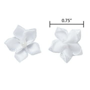 Offray Accessories, White 3/4 inch Value Pack 5 Petal Flower with Pearl Accessory for Wedding, Hair Clips, and Scrapbooking, 30 count, 1 Package