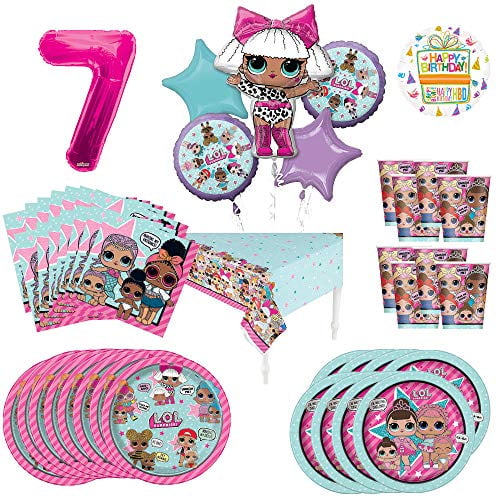L O L Surprise 7th Birthday Party Supplies 8 Guest Decoration Kit And Balloon Bouquet Walmart Com Walmart Com