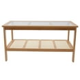 thumbnail image 2 of Modern Solid Wood Rectangle Coffee Table 2-Tier Glass Top Living Room Furniture, 2 of 10