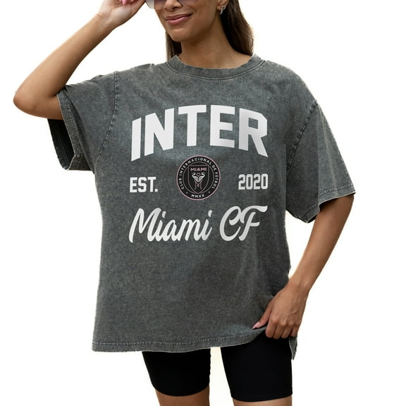 Women's Gameday Couture Gray Inter Miami CF Tackle Titan Oversized Snow Wash T-Shirt