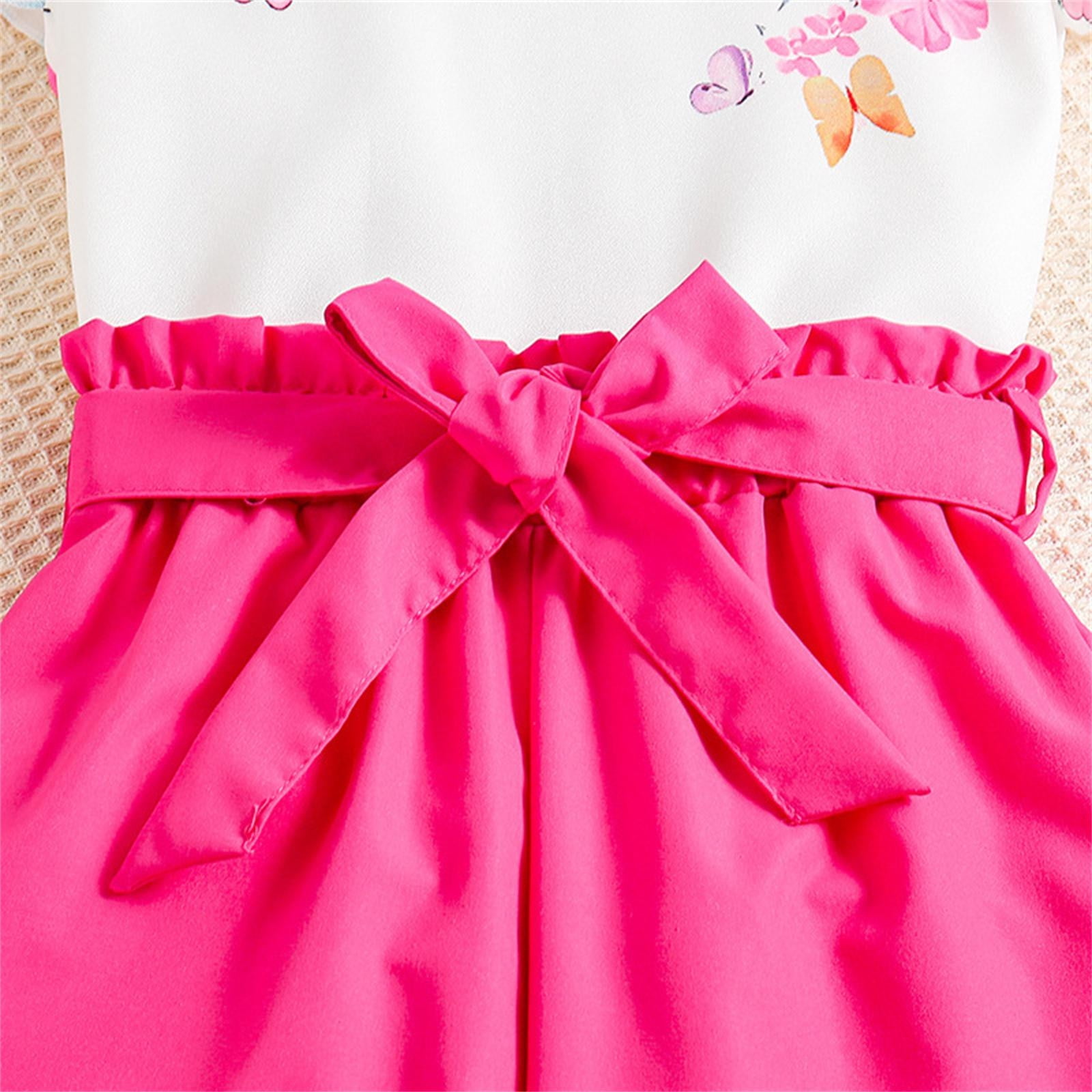 Outfits For Little Girls Summer Clothing New Flying Sleeve Top And Pants Suit Outdoor Wear Outfit Suit 7 Years-8 Years