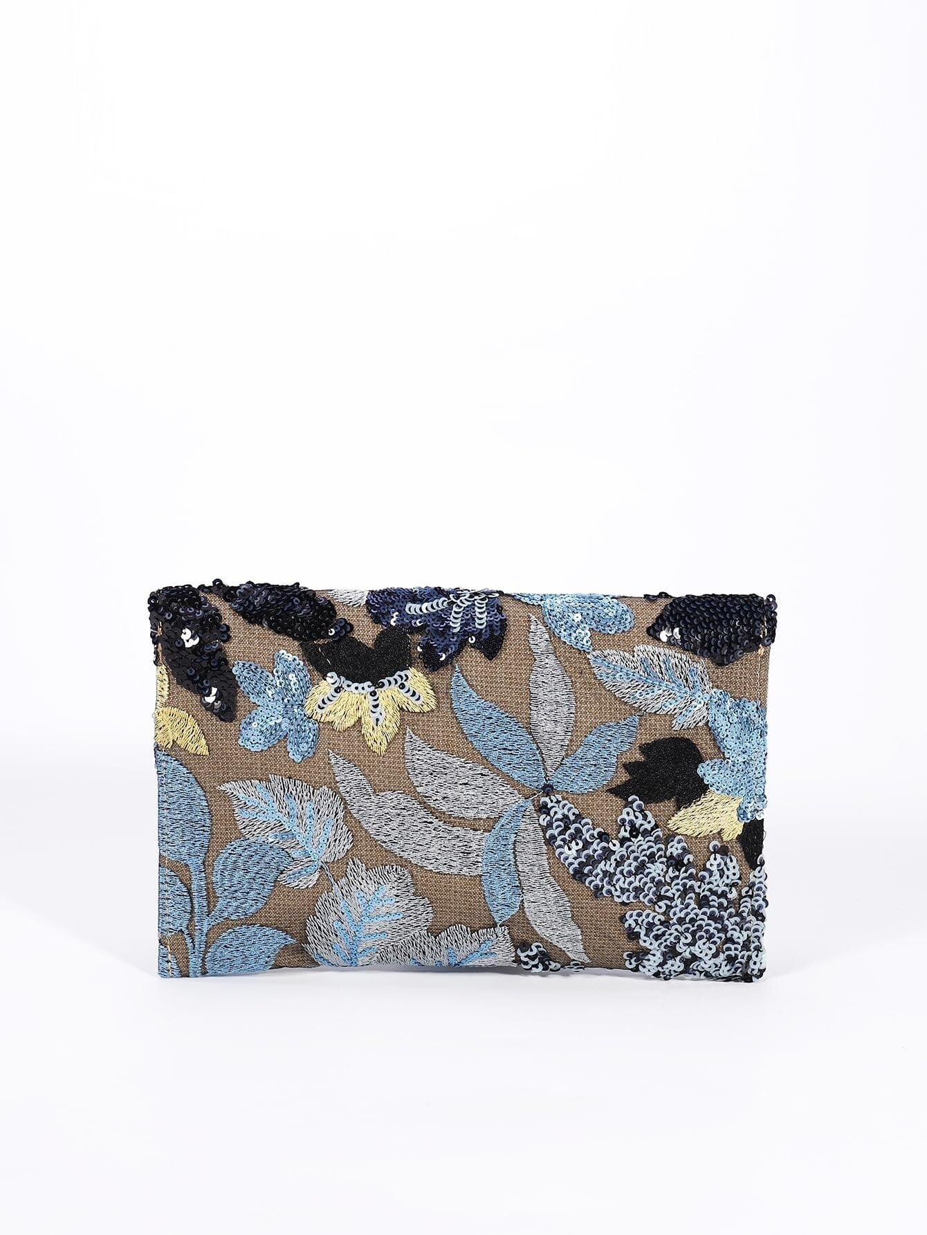 Women's Floral Embroidery Sequin Evening Clutch Bags Party Purses Beaded Evening Bag for Formal