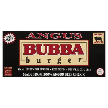 Bubba Burger 100% Angus Burgers, 6 Count, Cardboard Box, Frozen, 32 oz