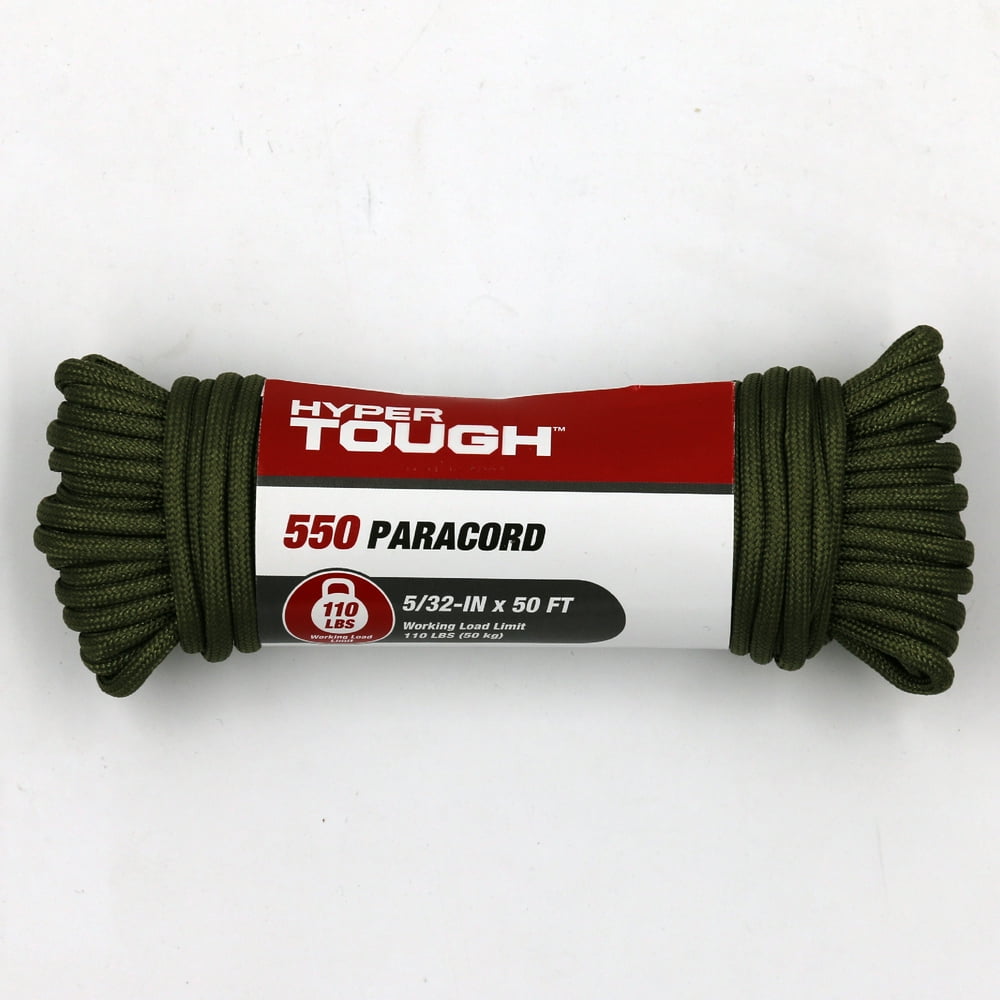 Hyper Tough 550 Paracord, Green, 5/32 inch x 50 feet, String & Twine