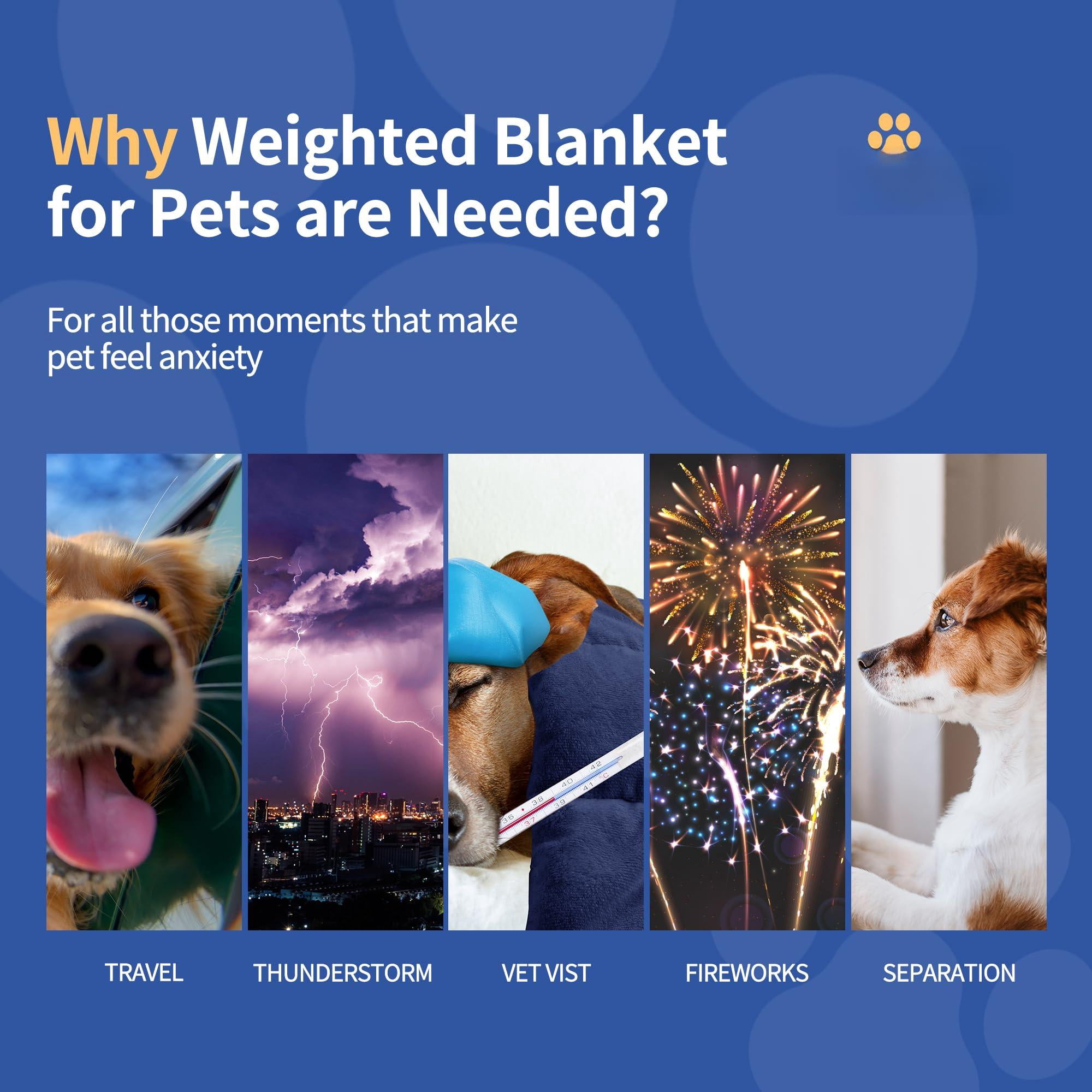 Weighted Blanket For Pets | Thunder Dogs Anxiety Premium Soft Minky Relaxation & Calming Anti Used In Car  Bed Couch Dark Blue Washable Medium (32"x40")