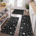 thumbnail image 2 of Black White Gothic Cat Skull Moon Pattern Kitchen Rugs Sets Of 3,Kitchen Runner Rugs Non Skid Washable,Decorative Kitchen Floor Mats for Kitchen,Sink,Laundry,17"x30"+ 17"x47" + 17"x59", 2 of 6
