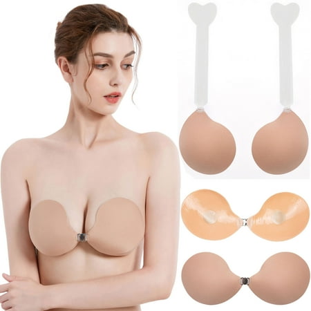 Clearance?Women Strapless Bra Push up Invisible Bra Self Adhesive Silicone Bra