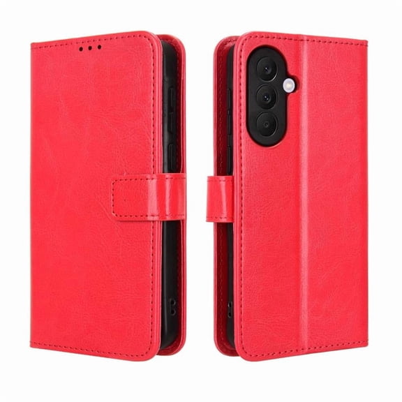 Wallet Case for Samsung Galaxy A37 5G with Card Holder, PU Leather Flip Phone Case with Kickstand Magnetic Closure Wrist Strap Red