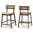 thumbnail image 2 of Baxton Studio Larine Modern and Contemporary Light Gray Fabric Upholstered Walnut Finished 2-Piece Wood Counter Stool Set Set, 2 of 9