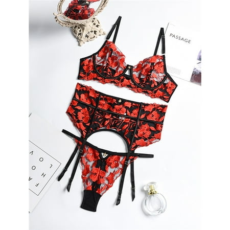 

Sexy Flower Embroidered Lingerie Set