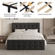 thumbnail image 5 of Tamaño completo-size marco de cama: 4 almacenamiento cajones, cabecero, linen forrado platform, de madera slats support, no box spring, button tufted design, dark gris, 5 of 7