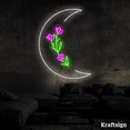 thumbnail image 3 of Craftnamesign Crescent Moon Flora Neon Sign, Room Wall Art, Bedroom Decor, 3 of 4
