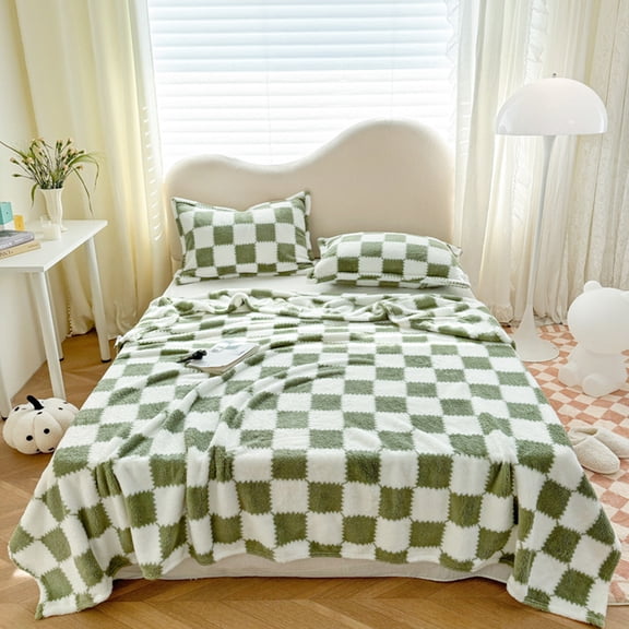 Extra Thick Throw Blanket,48x72" Large Soft Coral Fleece Throw for Winter, Air Conditioning Nap Bed Couch Warm Blanket, Cozy Striped Design for Home, in Blue, Pink, Coffee, Green, Yellow