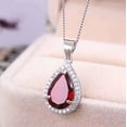 thumbnail image 3 of 2.20Ct Simulated Pear Cut Red Garnet Women's Gift Teardrop Pendant Chain 14K White Gold Plated 18"inch, 3 of 3