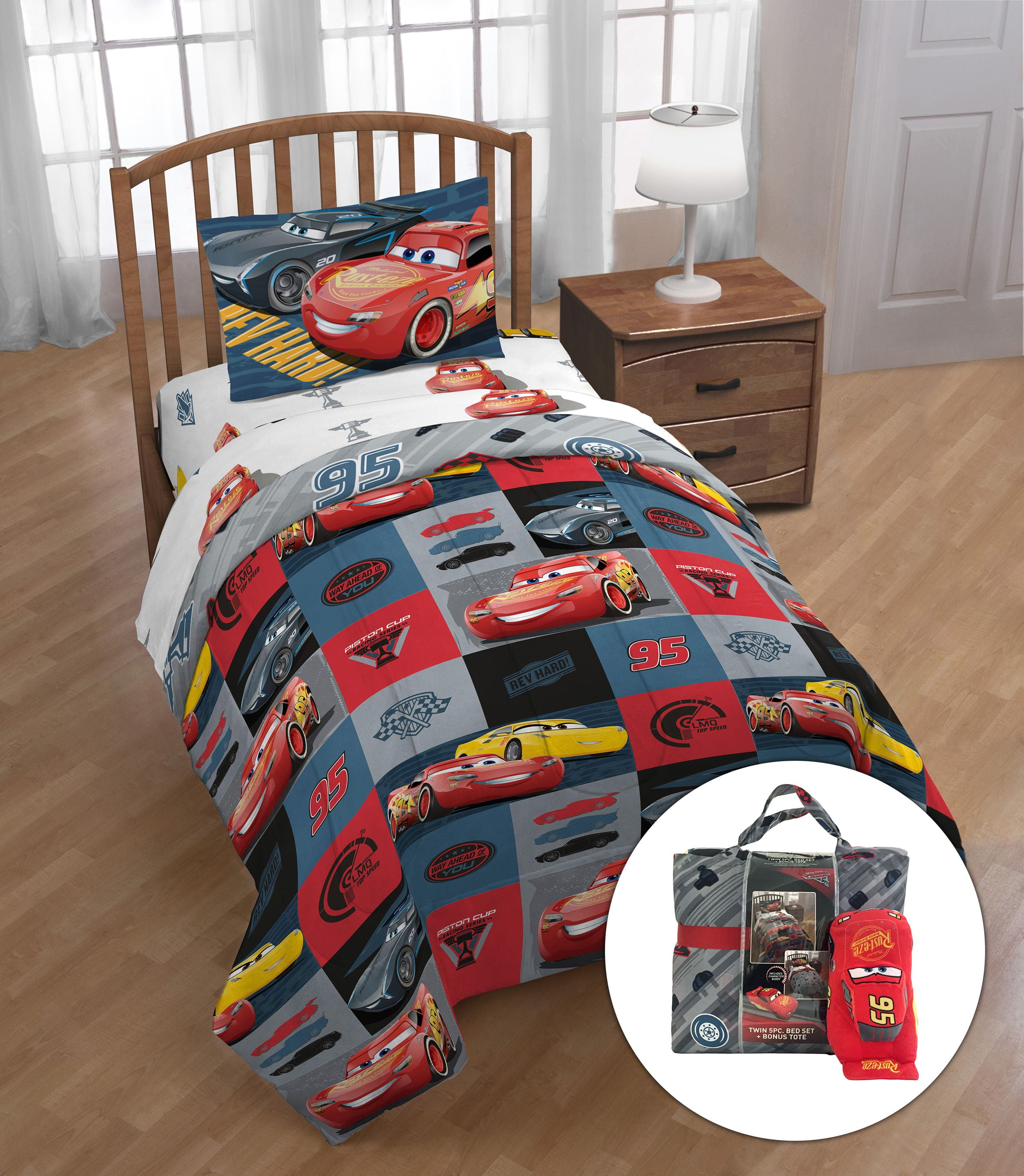 Disney Cars Rev Hard Twin Bed Set With, Disney Cars Twin Size 4 Piece Bed In A Bag