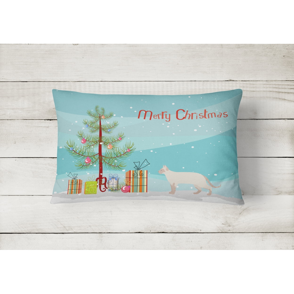 Carolines Treasures CK4730PW1216 Tonkinese 2 Cat Merry Christmas Canvas Fabric Decorative Pillow, 12H x16W, multicolor