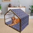 thumbnail image 2 of Navy and White Pet House, Scroll Pattern with Little Rural Wildflowers and Buds Feminine Corsage, Outdoor & Indoor Portable Dog Kennel with Pillow and Cover, 5 Sizes, Indigo White, by Ambesonne, 2 of 4