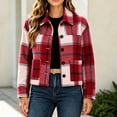 thumbnail image 5 of Enjoytime Fall Jackets for Women Plaid Lapel Collar Button Down Cropped Jacket Trendy Casual Coat Fashion Long Sleeve Outerwear, 5 of 7