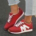thumbnail image 2 of Rokment Women's Running Shoes Fashion Sneakers 2026 Spring Fall Suede Color Block Letter Graphic Memory Foam Casual Walking Tennis Flat for Woman Red Size 6.5, 2 of 6
