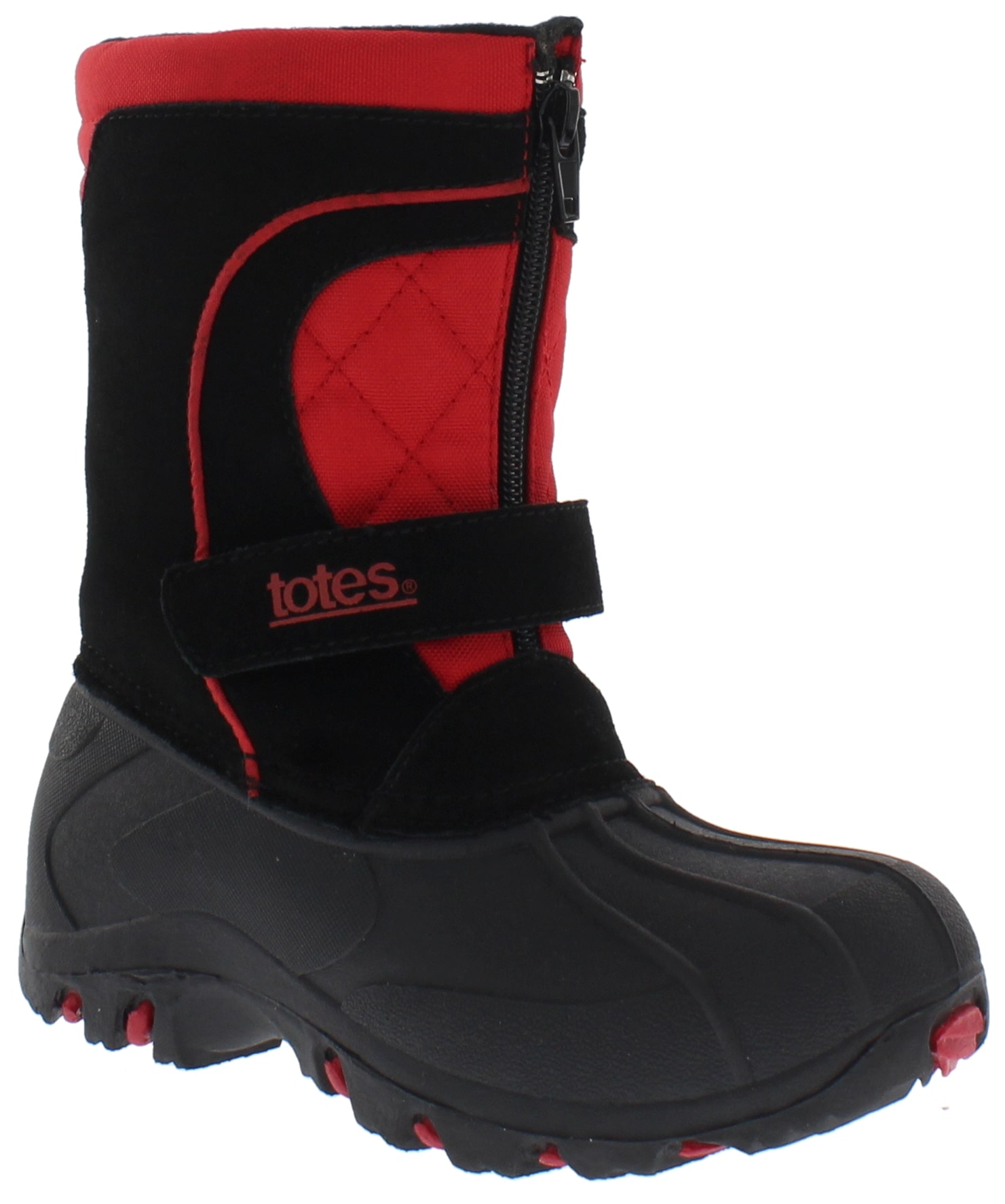 totes totes Kids' Comfort Snow Boot Black/Red Size 12