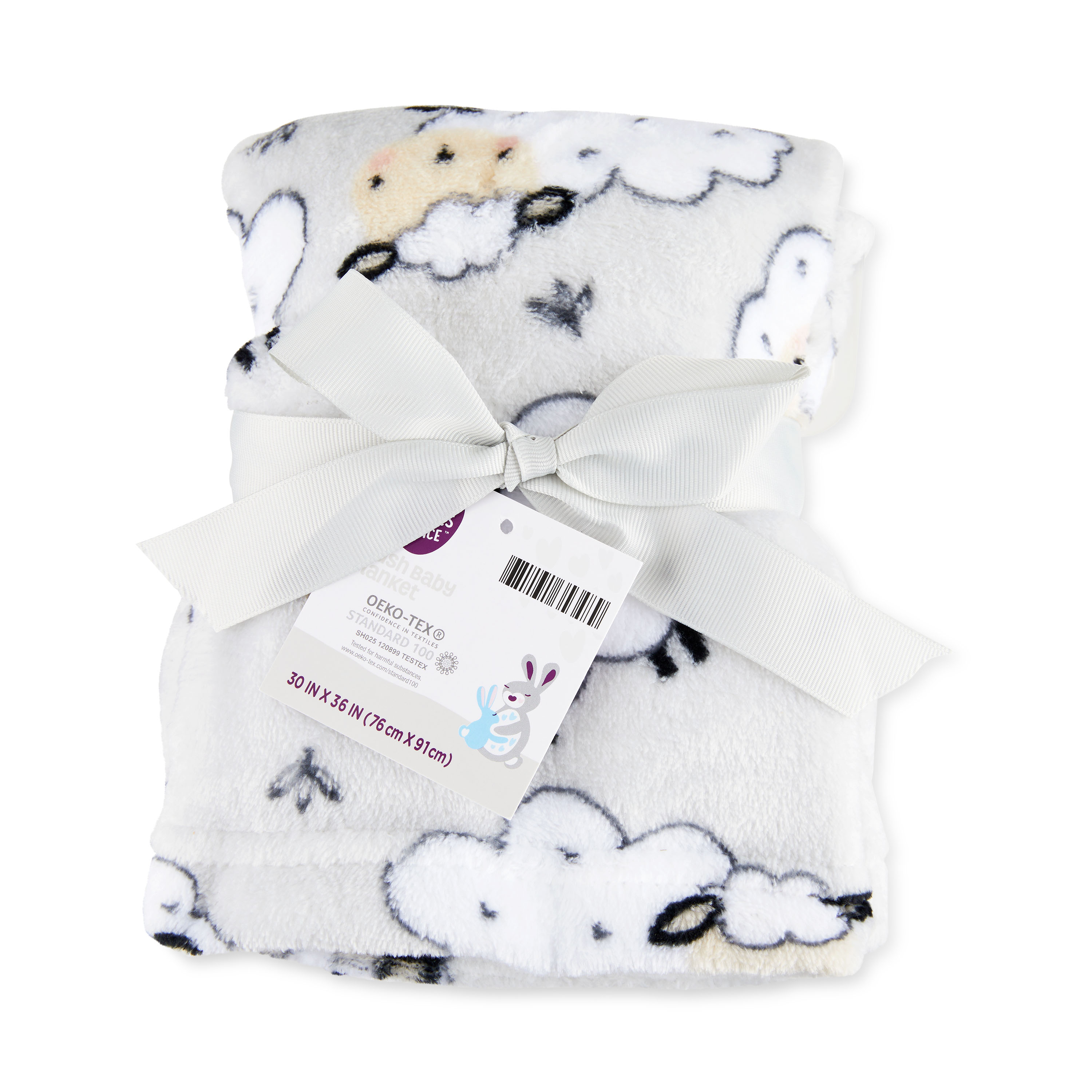 Parent's Choice Grey Sheep Plush Baby Blanket,Infant Unisex, 30" x 36" - image 3 of 8
