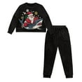 thumbnail image 3 of Tutolipy Christmas Pajama Pants Shark Santa Claus Printed Sleepwear Crewneck Loungewear Casual 2 Piece Pjs Set Cozy Nightwear with Pockets, 2XL, 3 of 7